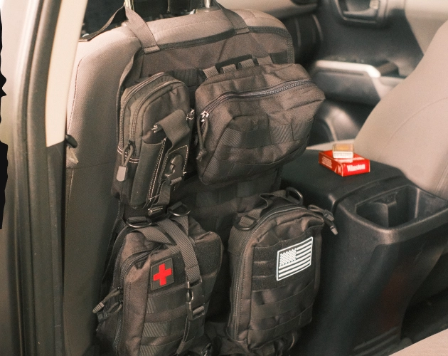 Tactical Back Seat Truck Organizer installed in truck